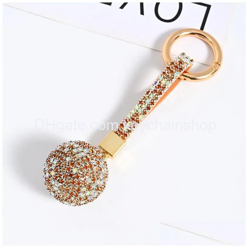 fashion rhinestone keychains ball shape diamond keychain pendant luggage decoration key chain gift keyring