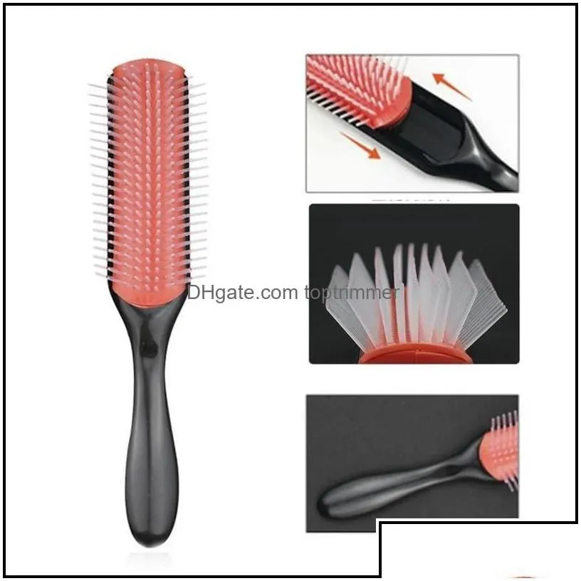 hair brushes hair brushes brush 9-rows detangling denman der hairbrush scalp masr straight curly wet styling comb275p drop delivery 2