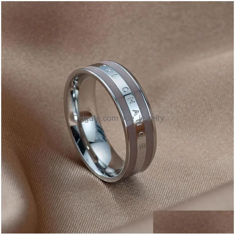 fashion simple design titanium steel mens band ring oil dripping lover couple gold wedding rings for women