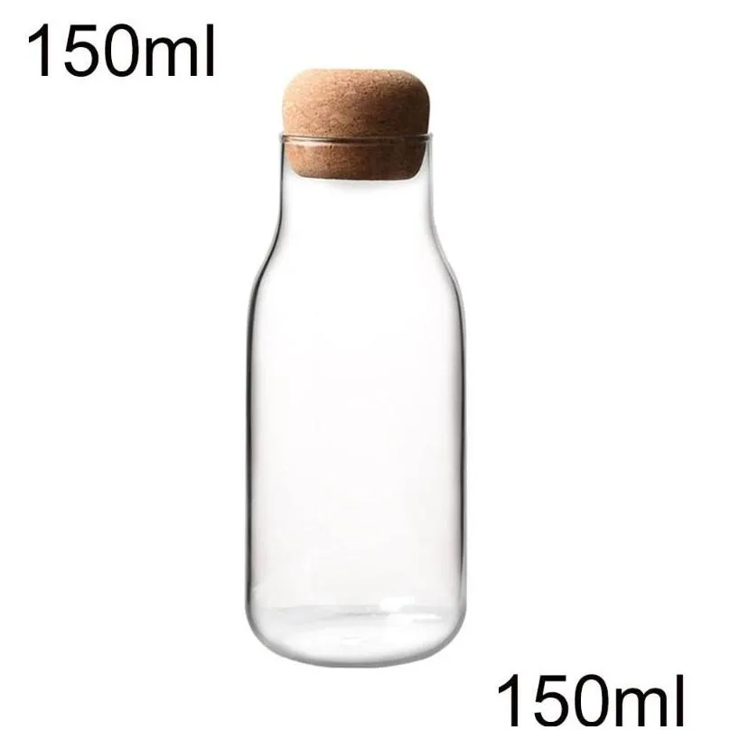 storage bottles jars 150/300/700ml bottle spices sugar tea coffee cork stopper glass jar can clear easy to classify