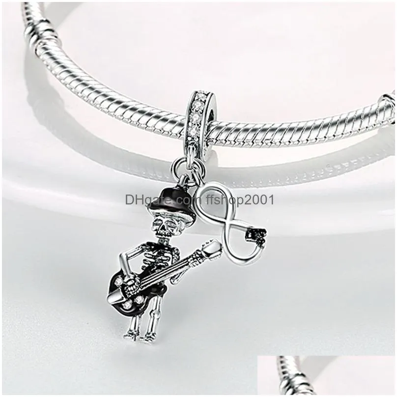 2023 halloween skulls ghosts charms plata de ley 925 mummy cross pendant original fit pandoras bracelet diy jewelry