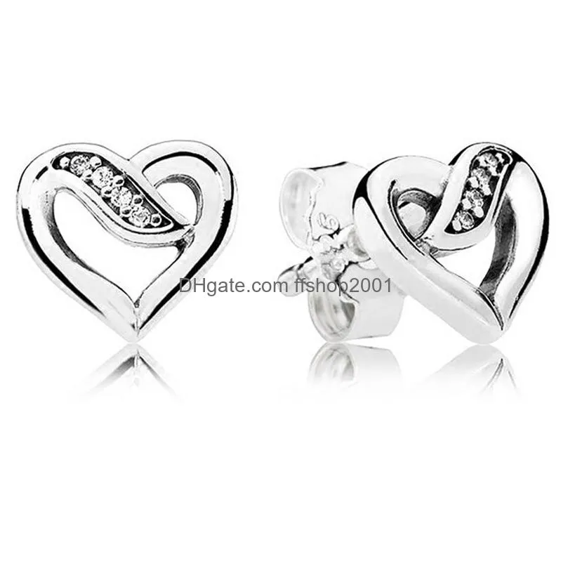 2023 925 sterling silver pandora earrings capture the caring ribbon bright bow snake pattern earrings ladies jewelry delivery