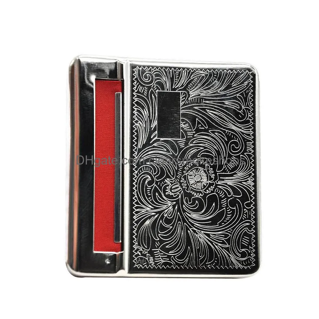 smoke accessory stainless steel cigar rolling case with different pattern metal cigarette roll cases box maker rolling cone tobacco smoke