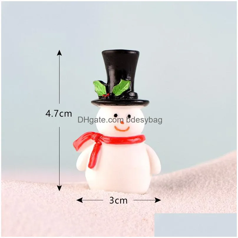 christmas snowman micro landscape bonsai decoration santa holly resin christmas gifts miniature resin christmas figurines decor