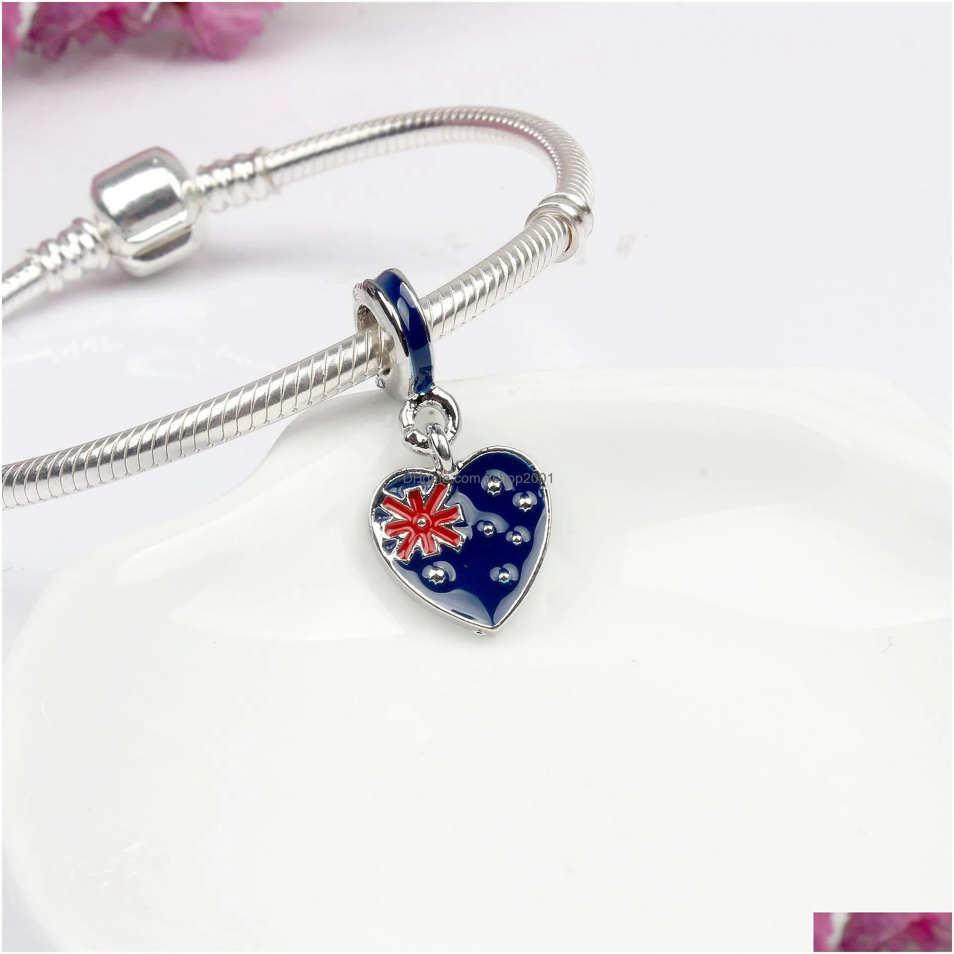 925 sterling silver pandora charming national flag pendant diy bracelet accessory accessories wholesale pendant