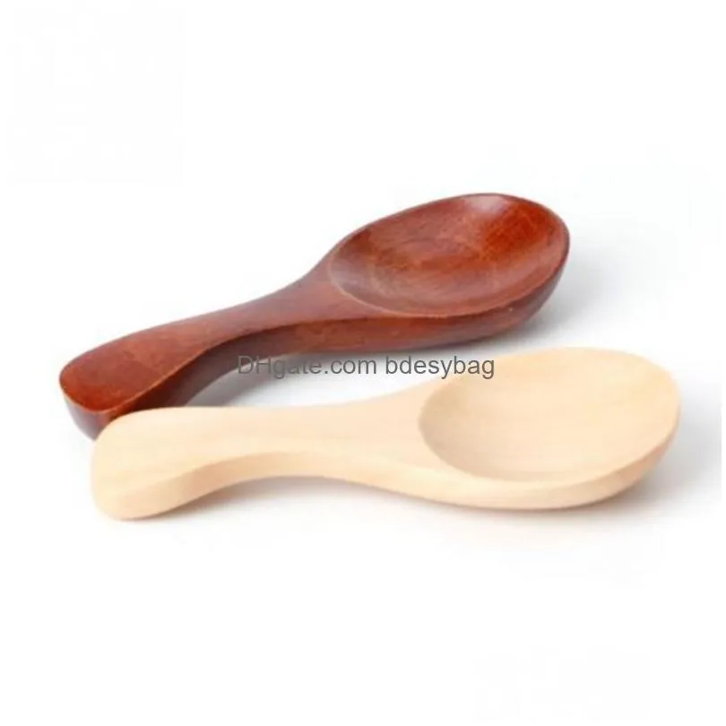 wooden tea spoon mini natural milk spoon baby feeding dinnerware spoons tea honey coffee condiment salt sugar spoon