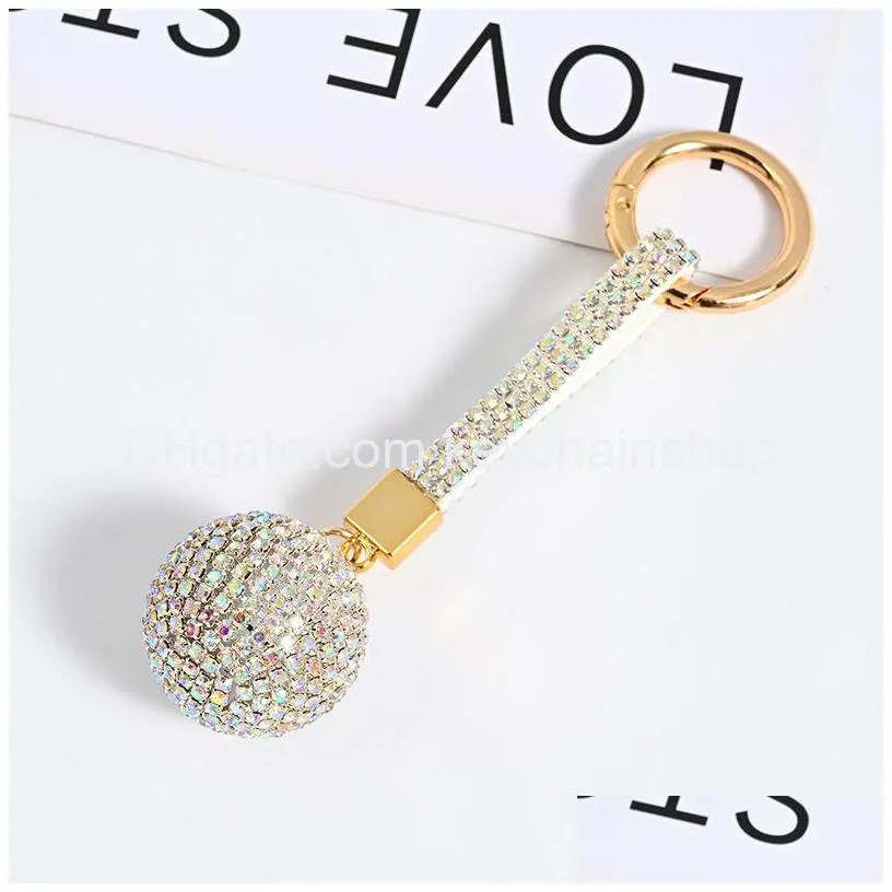 fashion rhinestone keychains ball shape diamond keychain pendant luggage decoration key chain gift keyring