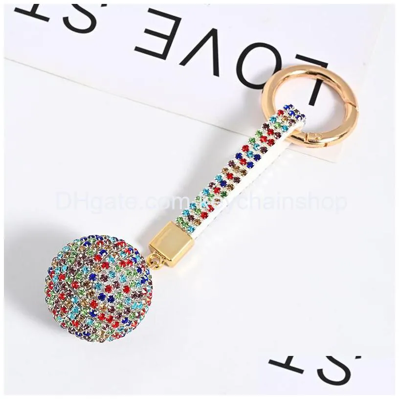fashion rhinestone keychains ball shape diamond keychain pendant luggage decoration key chain gift keyring