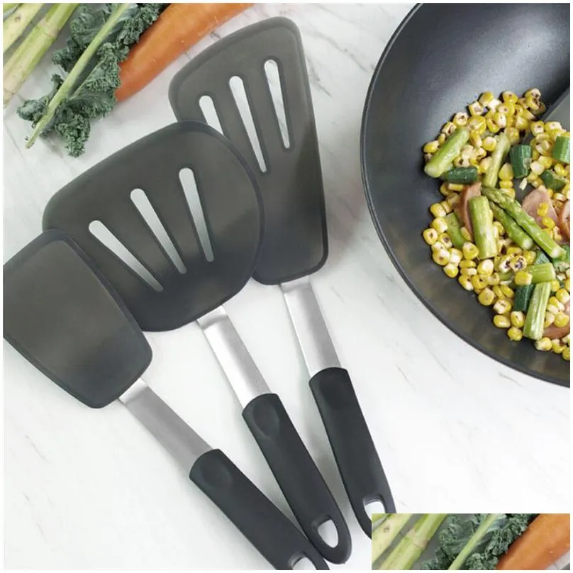 silicone turners spatula heat resistant bpa non stick cookware egg turners pancake flippers kitchen spatulas jk2001