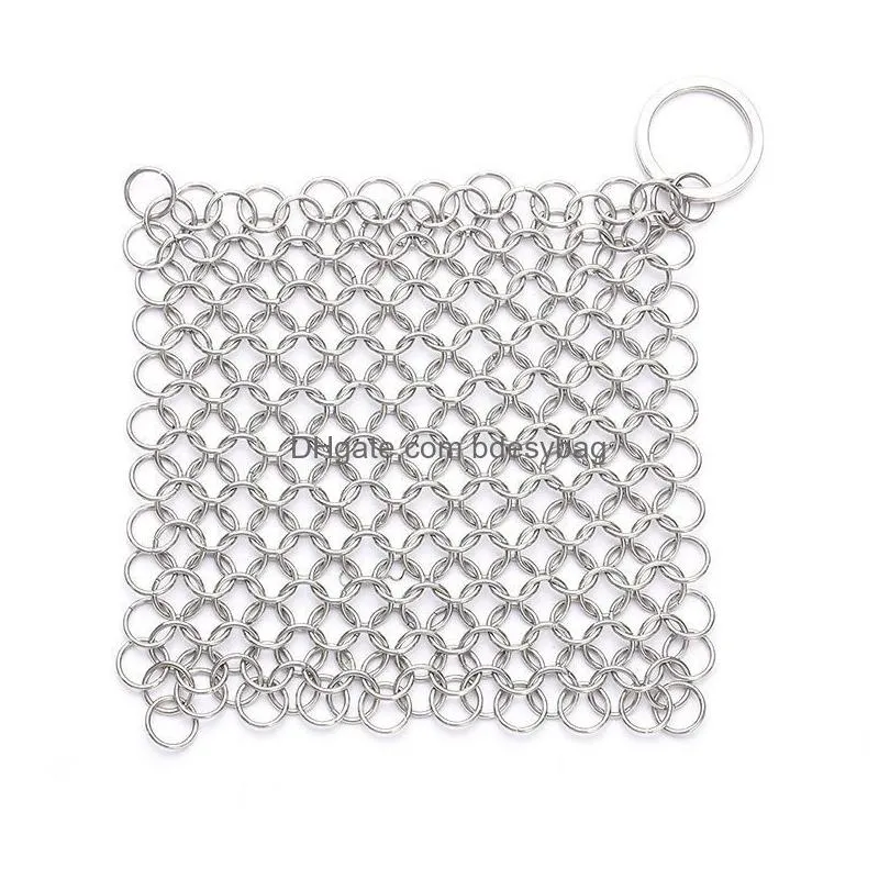 stainless steel net mesh brush pot pan scrubber griddle scraper kitchen restaurant pot cleaning brush net