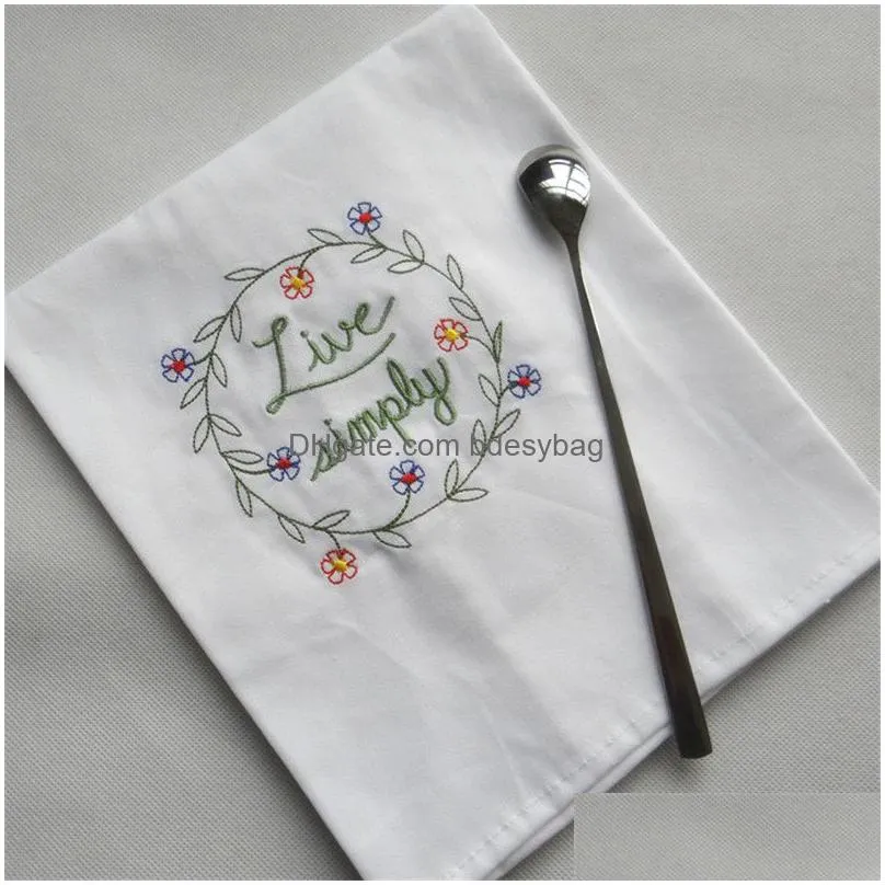 embroidered wine towel cotton table napkins home hotel kitchen wedding cloth napkins wine cup towel 45x70cm