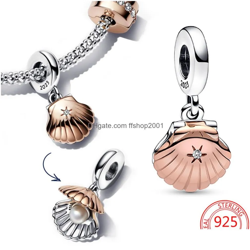 925 sterling silver suspension charm sea shell treatment of freshwater training pearl pendant pandora bracelet s925 silver jewelry gift 