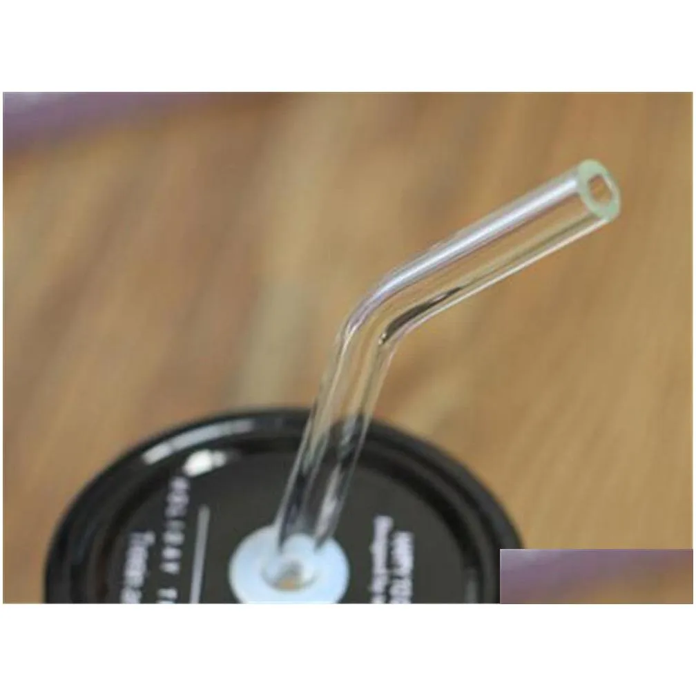 dining bar sefety heat-resistant glass straw bent curved drinking straws brush high borosilicate glass pipet