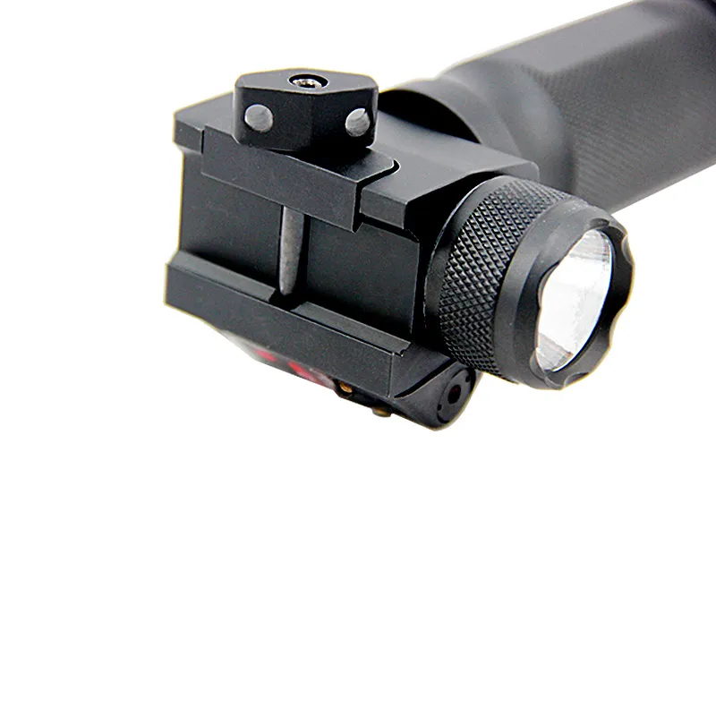 Tactical Gun Light Quick Detachable Vertical Grip LED Flashlight with Integrated Red Laser Hunting Weapon Light Aluminum