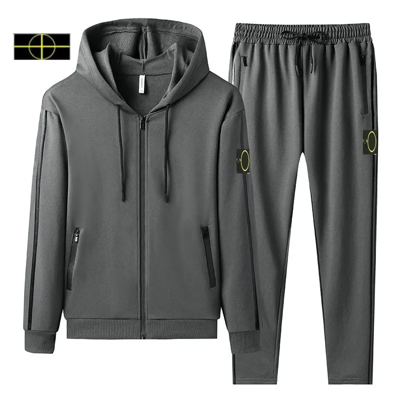 Mens Tracksuits Spring and Autumn Stone Mens Tracksuits Fashion Classic Stones Island jacket Solid Casual Sports Suit is land Mens Two Piece Hooded Zipper Top 4xl
