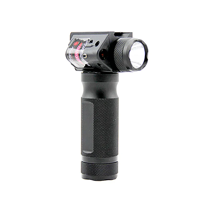 Tactical Gun Light Quick Detachable Vertical Grip LED Flashlight with Integrated Red Laser Hunting Weapon Light Aluminum