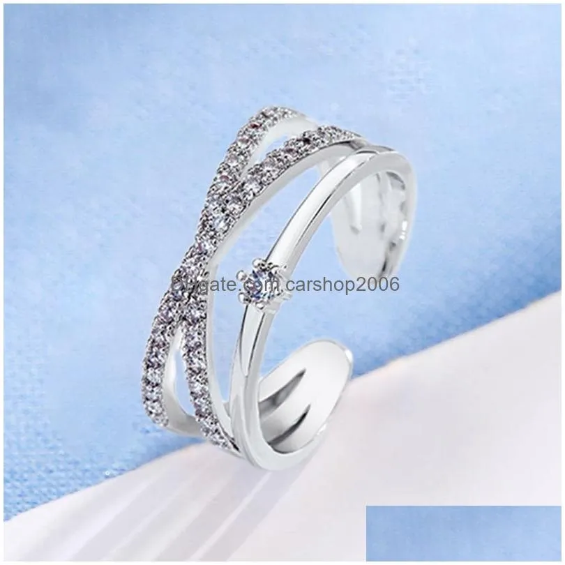 fashion design zircon multilayer twist rings for women adjustable mid finger knuckle ring students jewelry