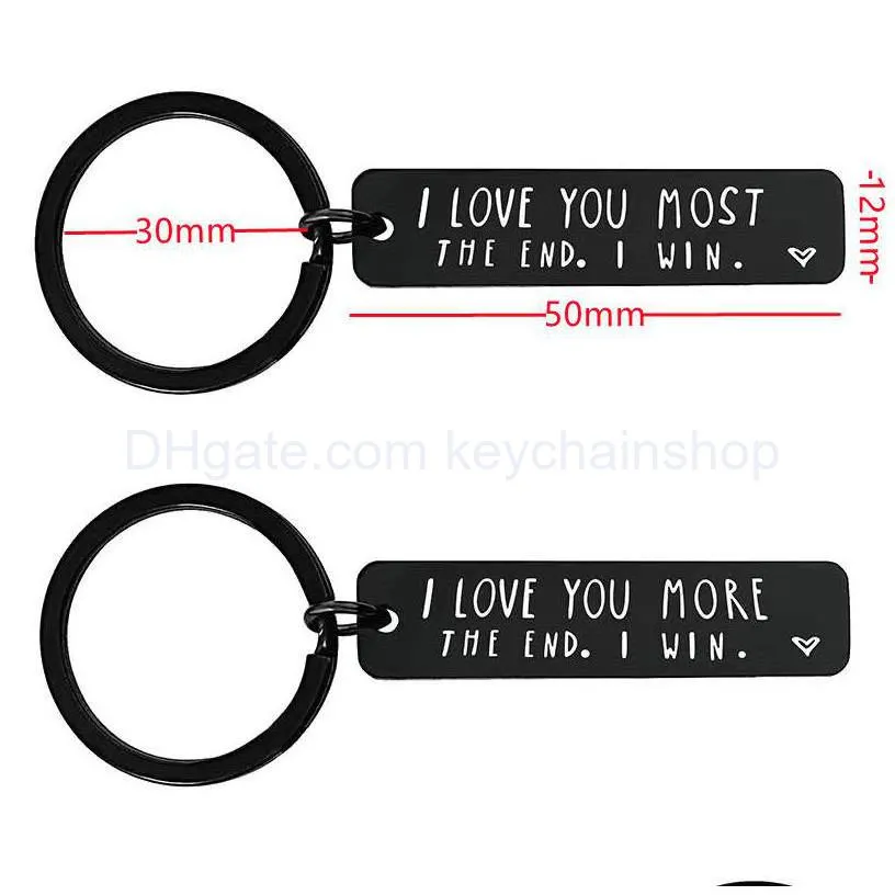 i love you most more keyrings the end i win couples keychain party favor stainless steel key holders