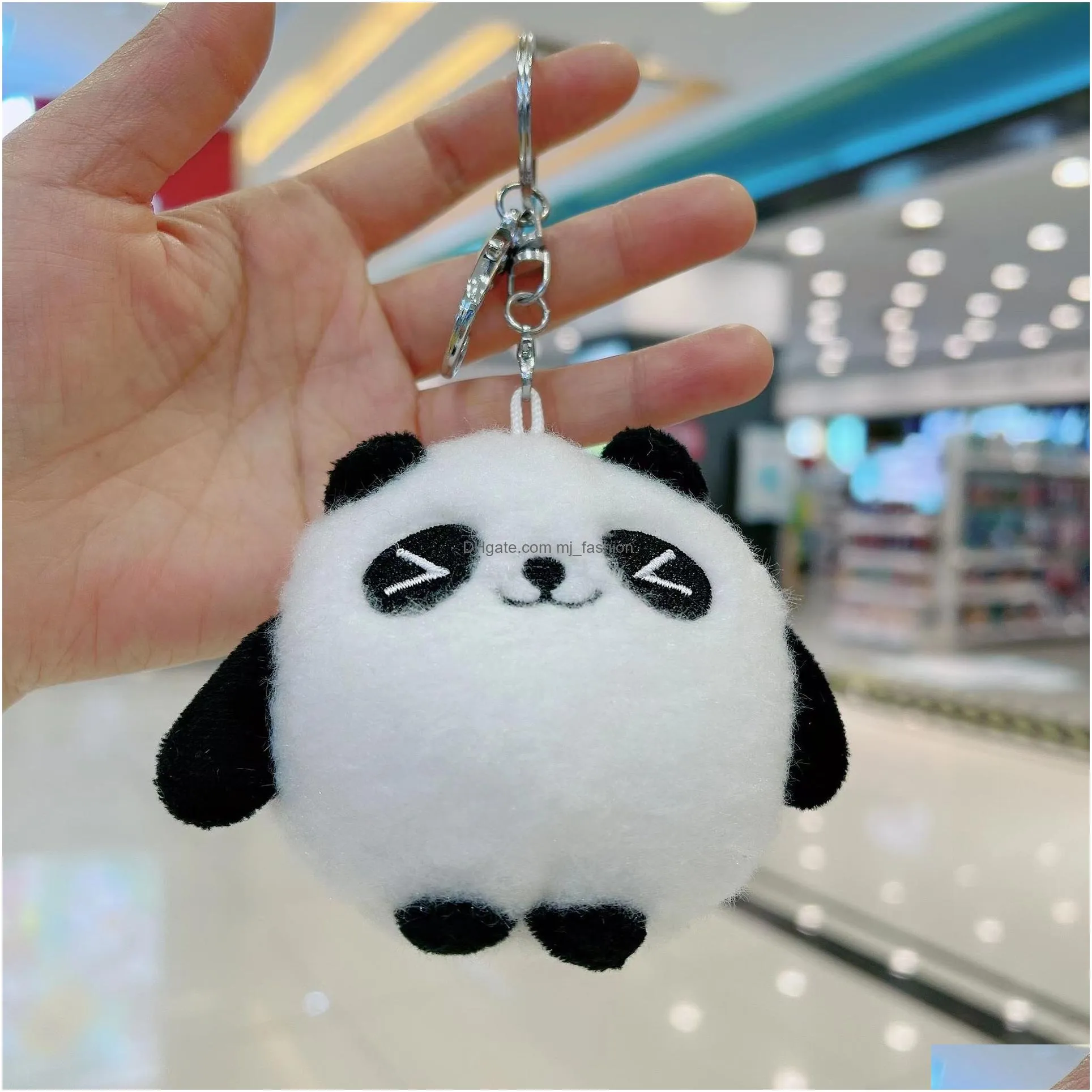 fashion design cartoon panda plush toy keychains small mini doll pendant doll key chain bag ornament