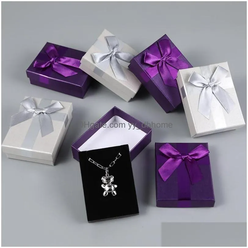 paper ring boxes with bow design for earrings jewelry packaging case valentines day gift
