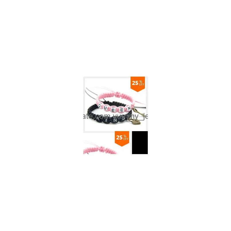 2pcs/pair couple bracelets rose red beauty and black beast rope chains lovers gift handmade boyfriend girlfriend charm bracelets