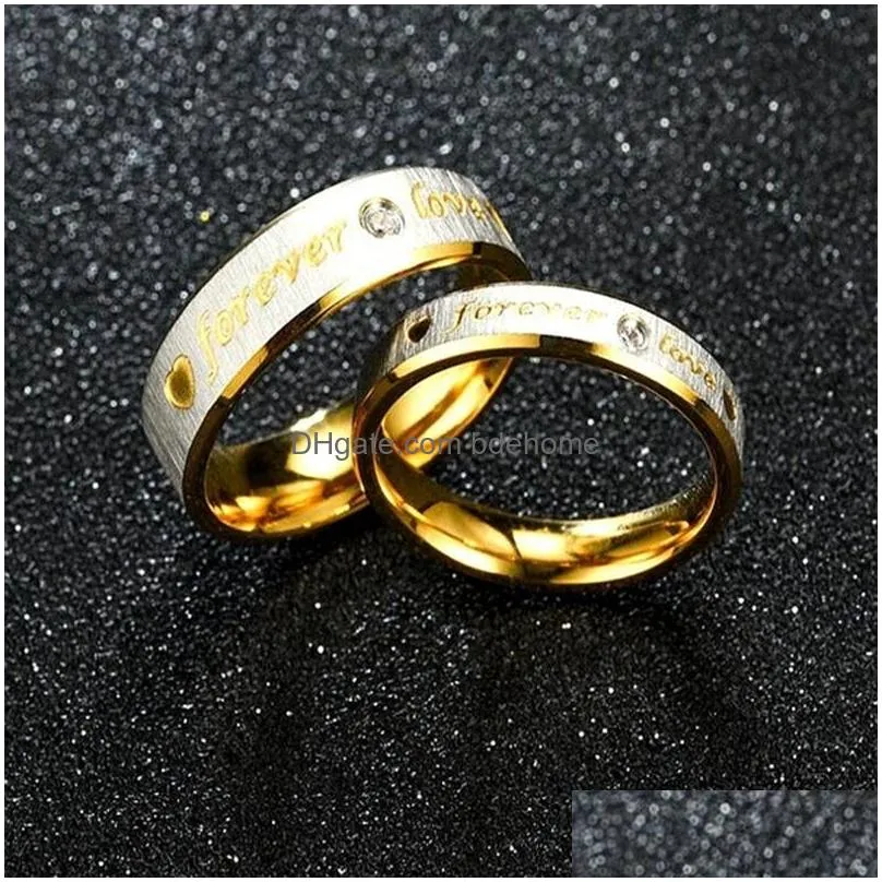 fashion titanium steel couple rings his and hers promise ring alliances of marriage love ring lord wedding for lover