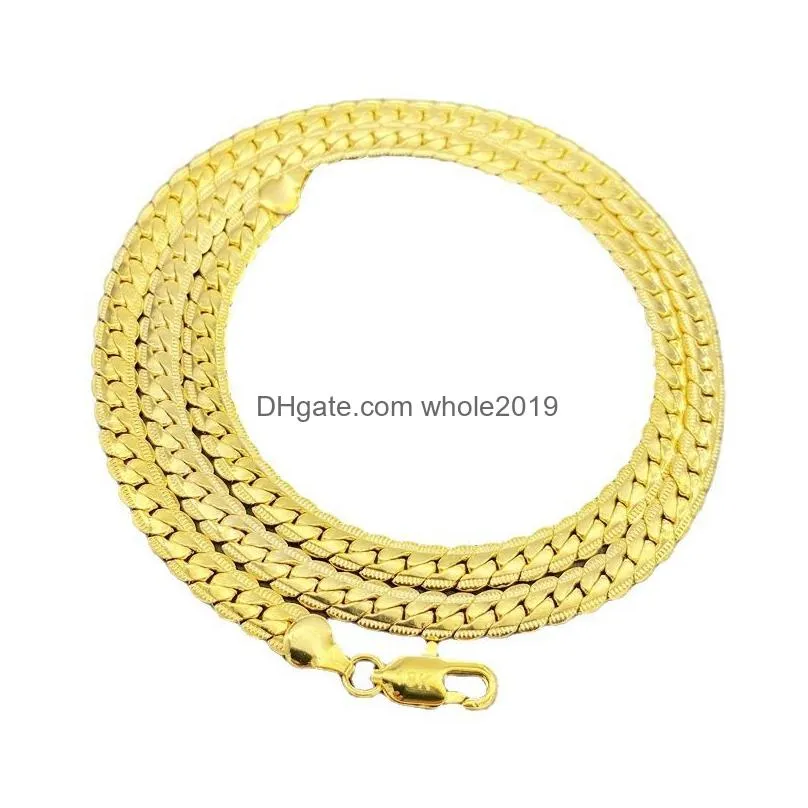 classic women men 18-30 inch silver gold chain necklace long metal 5mm snake chains