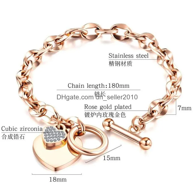 stainless steel love heart bracelets for women party gift fashion chain charm bracelet jewelry wholesale text engraved