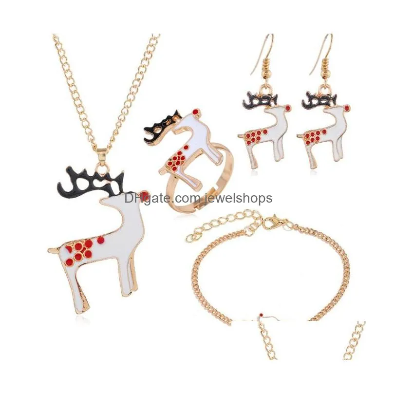cartoon drip color christmas tree christmas gift earrings necklace bracelet jewelry sets