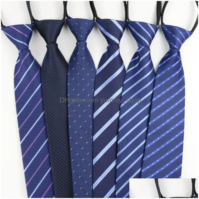 men zipper tie lazy ties fashion 8cm business necktie for man skinny slim narrow bridegroom party dress wedding neckties present