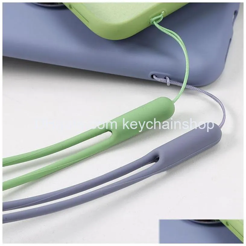 colorful silicone phone strap cord sport lanyards for iphone samsung fashion rubber keychains cell phone charms shipping