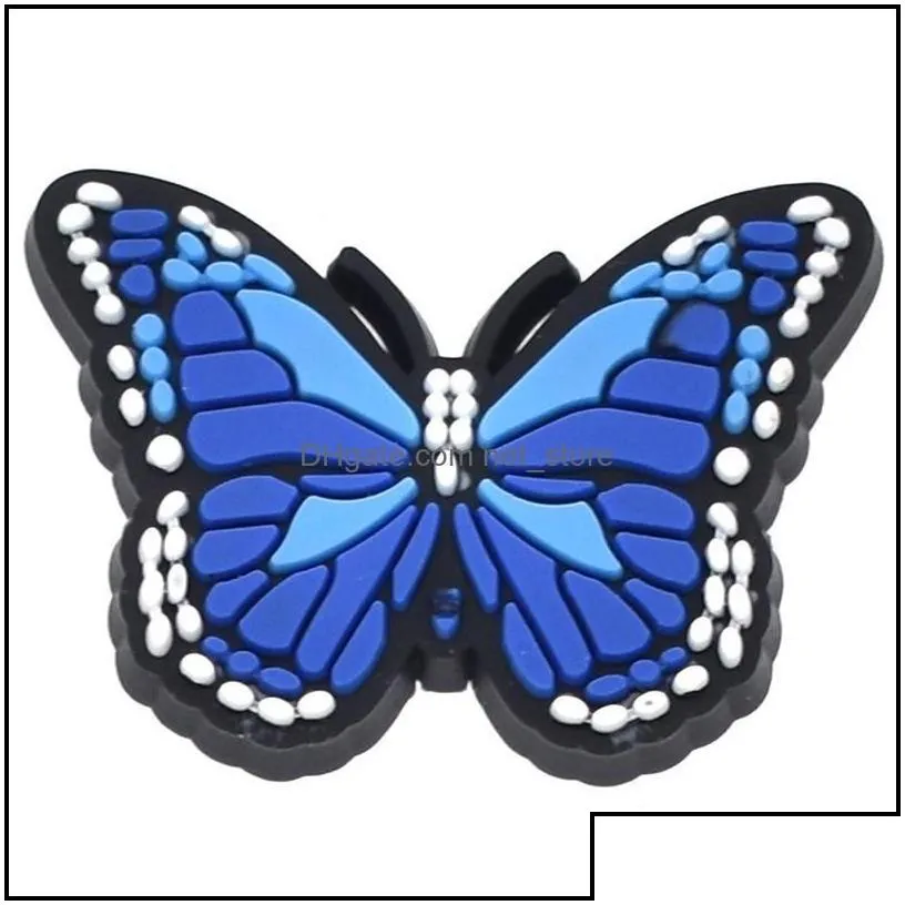 Wholesale Insect Colorf Butterflys For Croc Pvc Shoe Charms Buckles Fashion Accessories Soft Rubber Drop Delivery Parts Shoes