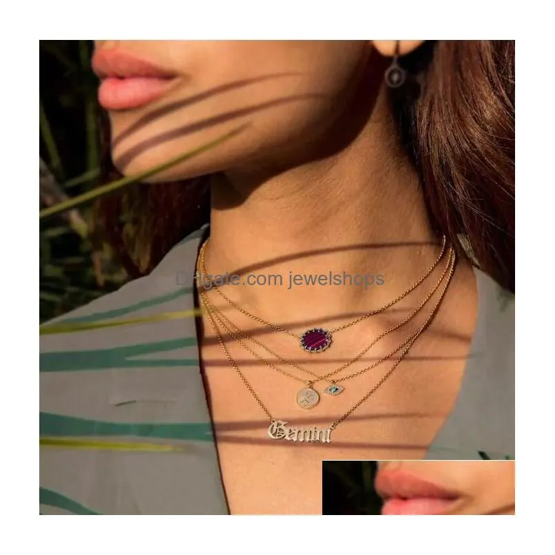 12 zodiac necklaces constellation necklaces custom stainless steel old english necklace birthday jewelry gifts for women girls