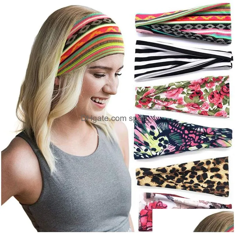 casual print stretch cotton headband for women elastic headwear turban head scarf bandage wrap hair accessories