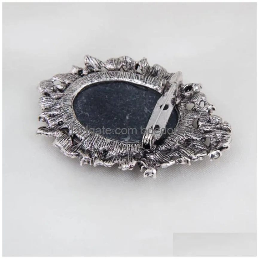 photo frame lady head portrait brooch pin fashion business suit tops corsage rhinestone brooches fashion jewelry