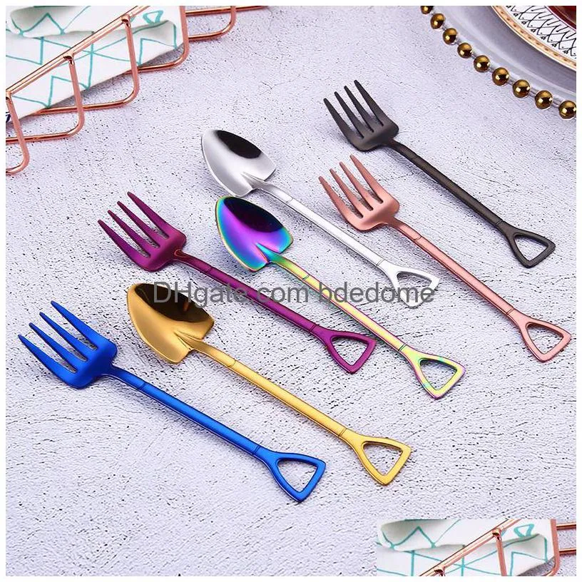 update coffe spade spoon fork food grade 304 stainless steel coffee spoon stirring spoons home kitchen dining flatware tableware forks drop