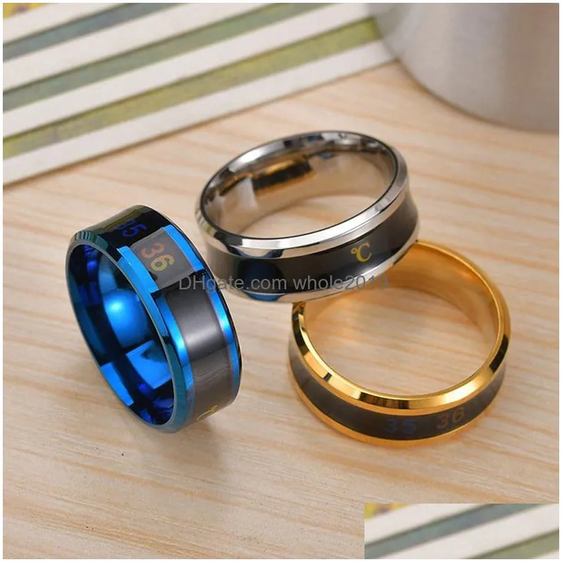 magic ring for women man temperature displays smart rings personality titanium steel finger jewelry accessories size 6-12