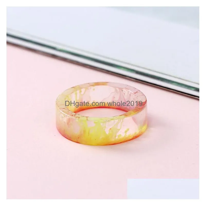 mixed color personality girls transparent resin ring party jewelry cute rings for women romantic gifts