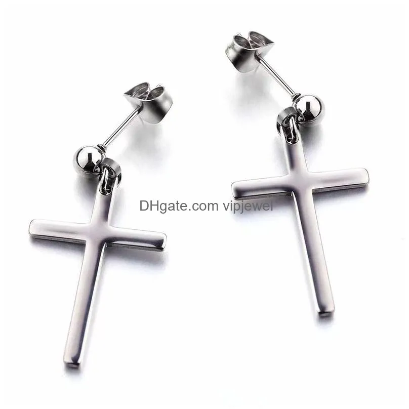 hip hop street women men cross earrings star pendant cartilage drop dangle earrings jewelry 1 piece