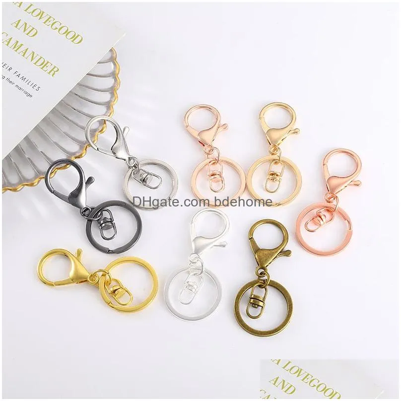 gold silver alloy keychain clasp hooks link ring lobster clasps for jewelry making findings diy charms accessories