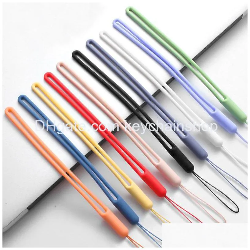 colorful silicone phone strap cord sport lanyards for iphone samsung fashion rubber keychains cell phone charms shipping