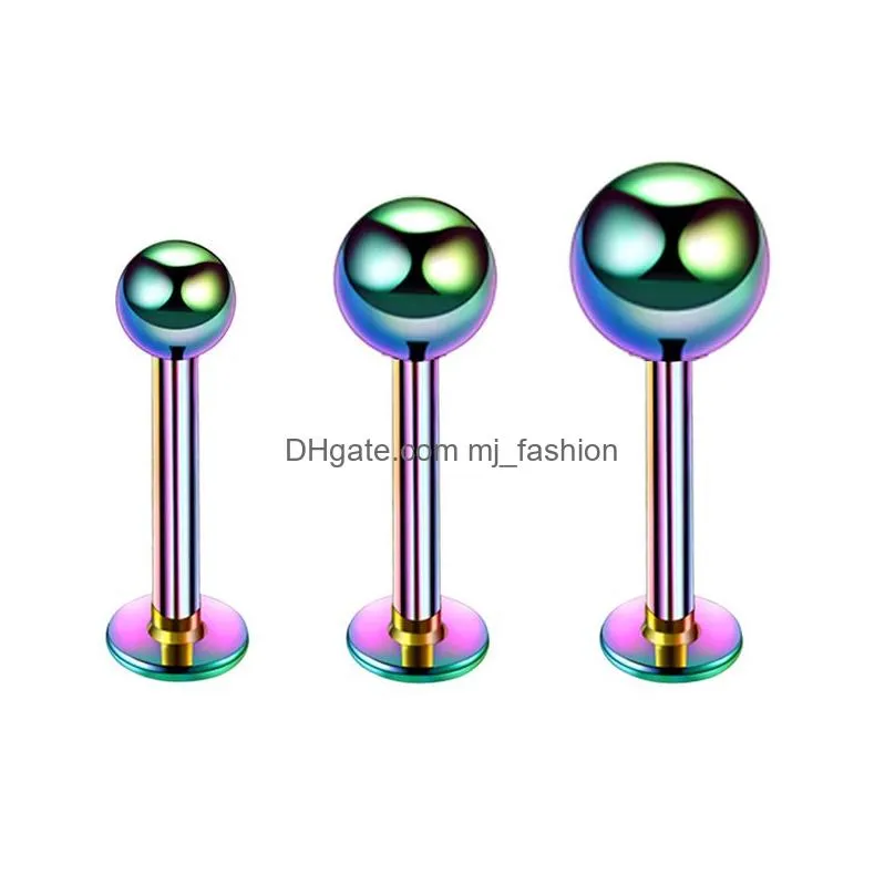 3/4/5mm uni fashion lip nail for youth simple personality multi color hypoallergenic stainless steel cone ball shape