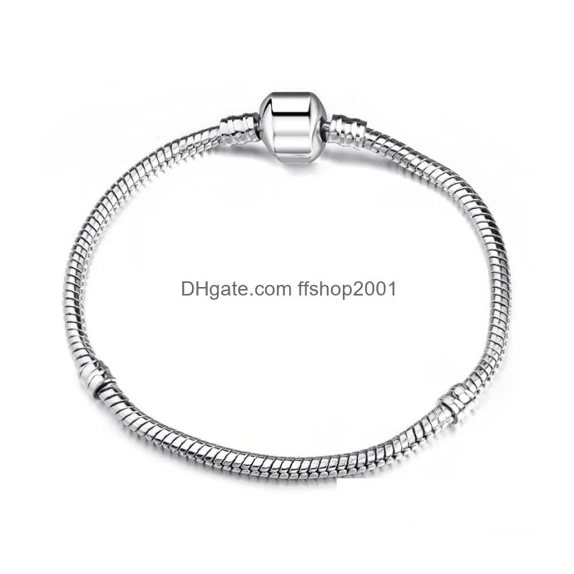 adjustable diameter 17-21cm silver color diy snake chain fine charm bracelets for women jewelry gifts 3mm