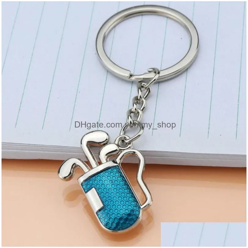 creative golf tube pendant keychain stereo simulation golfs club barrel key ring giveaway