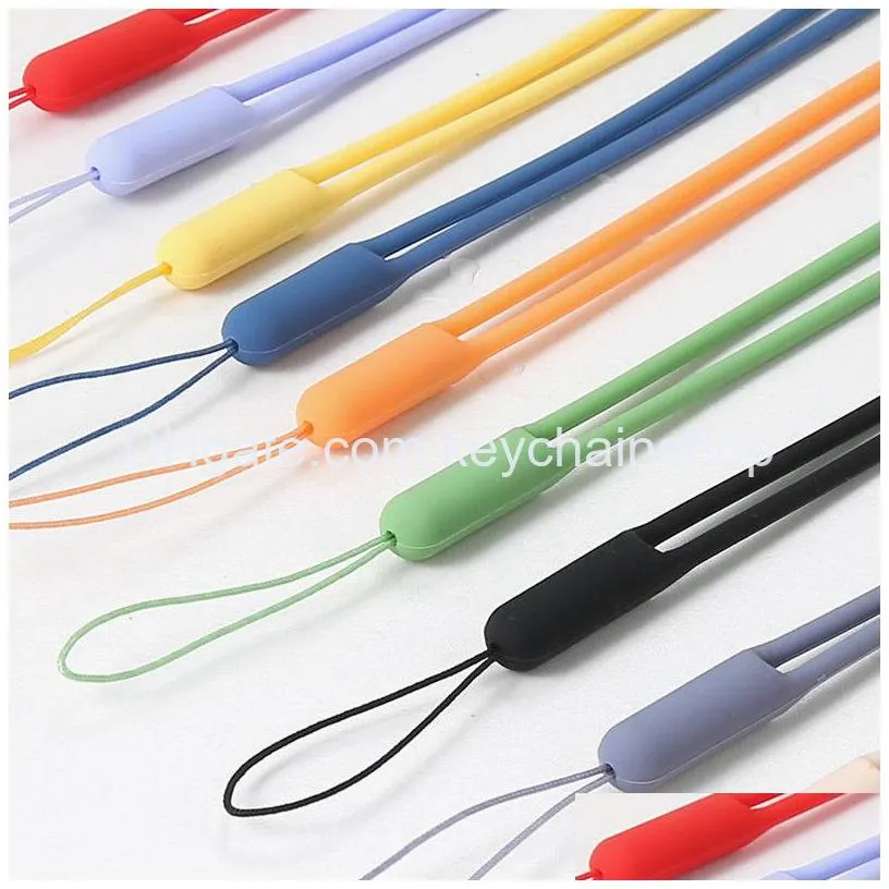 colorful silicone phone strap cord sport lanyards for iphone samsung fashion rubber keychains cell phone charms shipping