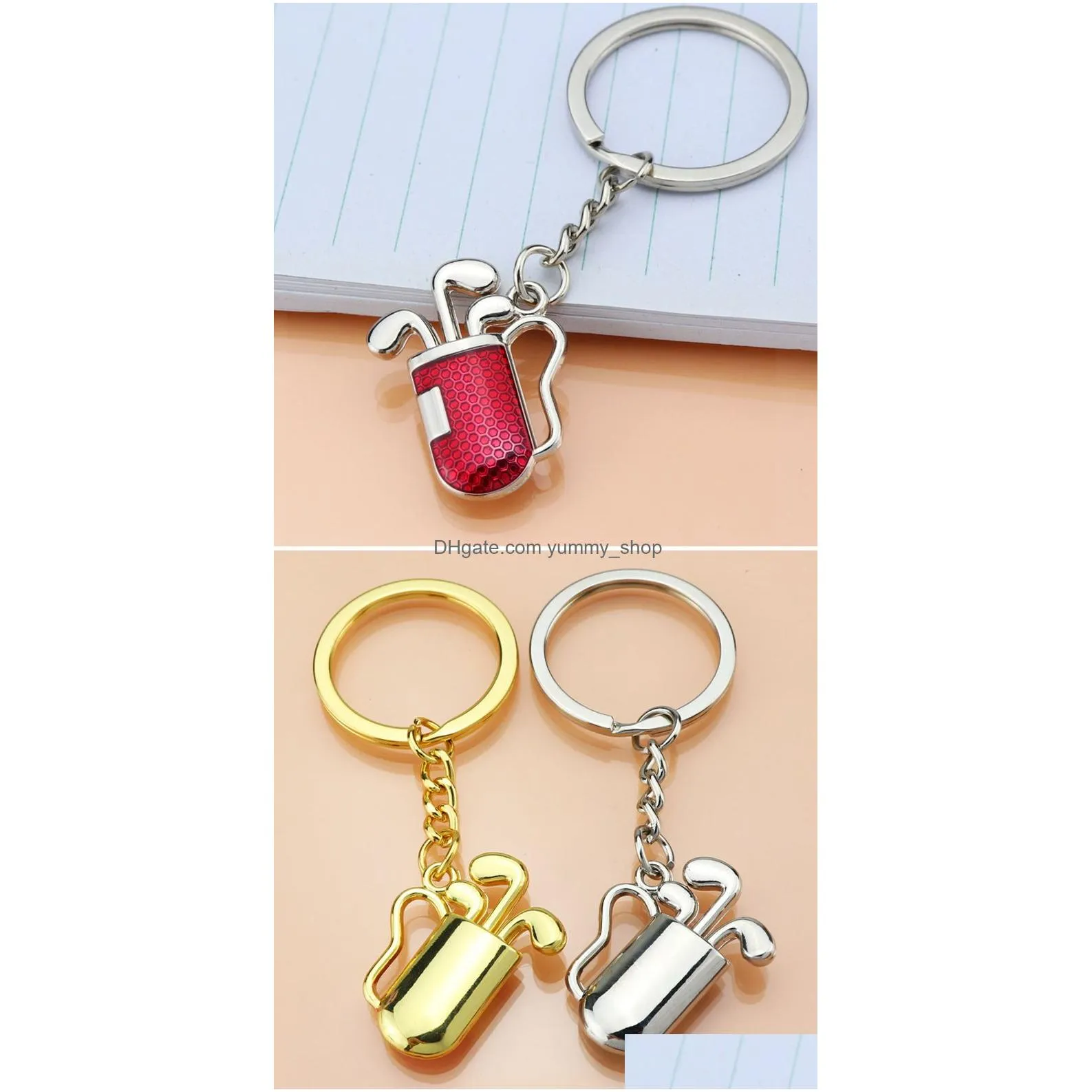 creative golf tube pendant keychain stereo simulation golfs club barrel key ring giveaway