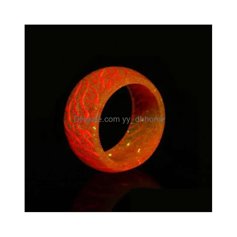 fashion colorful luminous silicone women band rings jewelry glow in the dark finger ring for man gift