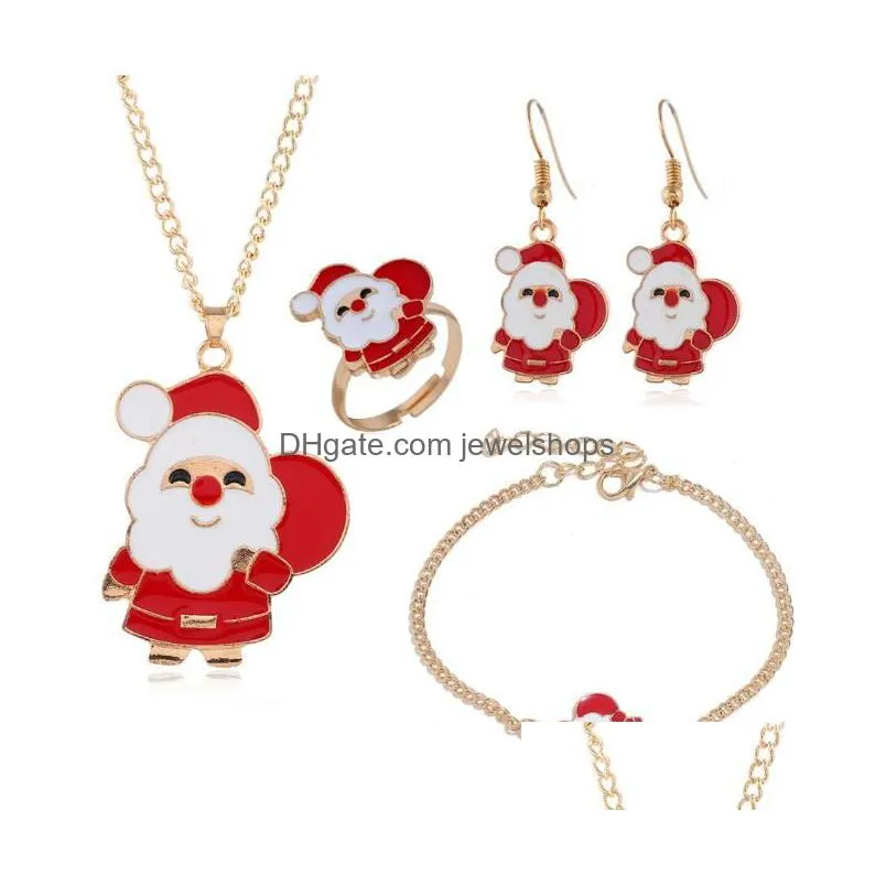cartoon drip color christmas tree christmas gift earrings necklace bracelet jewelry sets