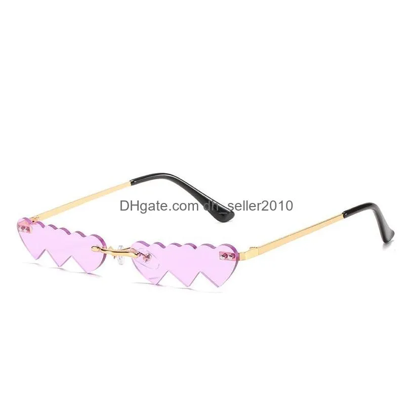 fashion heart to heart sunglasses women men brand design rimless eyewear luxury trending narrow sun glasses
