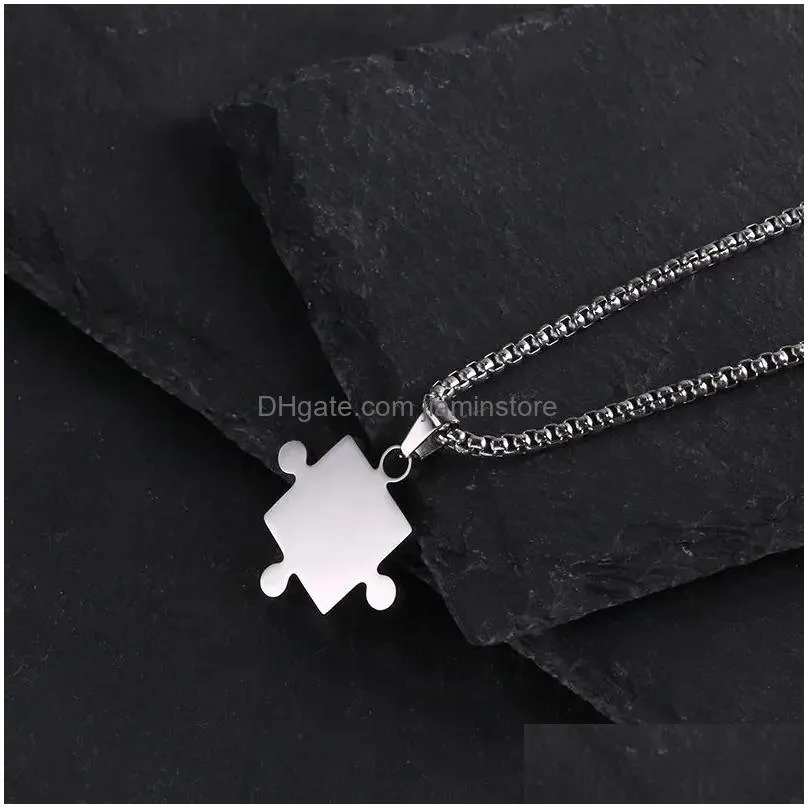designer lover paired puzzle pendant necklaces for women men fashion stainless steel couple necklace friendship jewelry gifts 1 pair